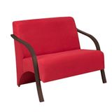 Poltrona 2 Lugares Vênus Dsalla Suede Braço Madeira Vermelho