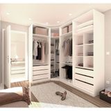 Guarda-Roupa de Canto 3 Peças, 6 Gavetas, 4 Cabideiros, Branco
