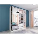 Guarda Roupa Closet, 3 Gavetas, 2 Cabideiros Branco Branco