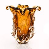 Vaso Em Cristal Murano Marrom - São Marcos 18cm