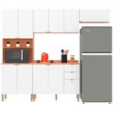 Cozinha Completa Bartira Joy Com 11 Portas 2 Gavetas 5 Prateleiras E Nicho Para Micro-ondas 244,5cm