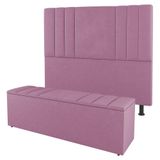 Kit Cabeceira E Baú Cama Box Queen 160cm Suede Rosa