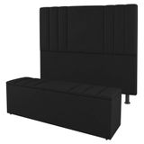 Kit Cabeceira E Baú Cama Box Queen 160cm Suede Preto