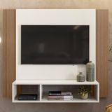 Painel Para Tv 40&quot; 13949 Off White Cristal Ripado Madeira Dm