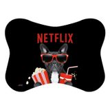 Tapete Pet Preto Netflix Cachorro Osso Comedouro