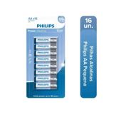 Pilha Aa Philips Alcalina Power Blister 1.5v Com 16 Unidades