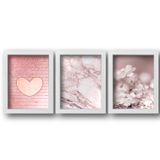 Quadros decorativos tons rose com moldura branca