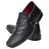 Sapato Social Masculino Textura Bico Quadrado Leve Macio Preto 38