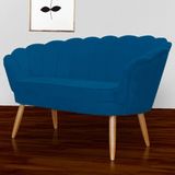 Recamier Divã Namoradeira Pétala 2 Lugares Suede Azul Royal