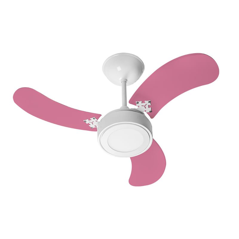 Ventilador De Teto Venti-delta New Led Colors Com 3 Pás Rosa - 127v - Único