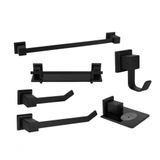Kit Banheiro Lavabo Preto Fosco 6 Peças Black Acessorios