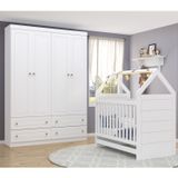 Quarto De Bebê Completo Com Berço E Guarda Roupa Nova York Espresso Móveis Branco Hp