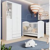 Quarto De Bebê Compacto Com Berço E Guarda Roupa Faz De Conta Espresso Móveis Branco