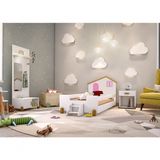 Cama Solteiro Casinha Branco Mel E Rosa Com 2 Luminárias