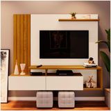 Painel para TV até 65 Polegadas Kiara Casa 812 Nature Off White
