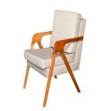 Poltrona Decorativa Mona Luxo Dora Bela Cor Bege Linho