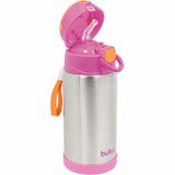 Garrafa Com Canudo Aco Inox Termica 400ml Rosa Buba