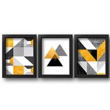 Quadros decorativos com moldura preta abstrato amarelo