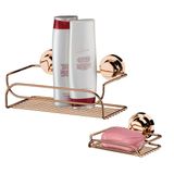 Kit Suporte Shampoo Saboneteira Ventosa Rose Gold - Future