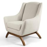 Poltrona Juliet Base De Madeira B-370 Linho Bege Cru - Domi
