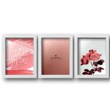 Quadros decorativos Rose com moldura branca