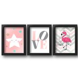 Quadros decorativos de quarto de menina infantil, moldura preta