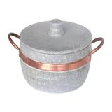 Panela De Pedra Sabão Baixa Com Alça De Cobre 1700ml