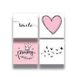 Kit 4 Placas decorativas - Quarto de menina - Princesa