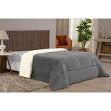 Coberdrom Queen Sherpa E Manta Soft Dupla Face Cinza Claro