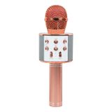 Microfone Karaoke Bluetooth Sem Fio Recarregável - Rose Gold