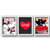 Quadros decorativos Mickey e Mine moldura branca