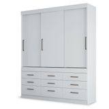 Guarda Roupa Casal 3 Portas 9 Gavetas Click Branco