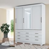 Guarda Roupa Casal 3 Portas 9 Gavetas Click 3.9 Branco