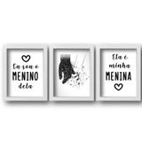 Quadros Decorativos de casal, eu sou dela, moldura branca