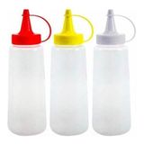 Kit 3 Bisnagas Pote Plástica Maionese Ketchup Mostarda 350ml