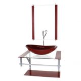 Gabinete Banheiro 60cm Cuba Oval Vermelho Com Torneira