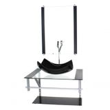 Gabinete Banheiro 60cm Cuba Retangular Preto Com Torneira