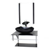 Gabinete Banheiro 60cm Cuba Abaulada Preto Full