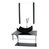 Gabinete Banheiro 60cm Cuba Retangular Preto Com Torneira