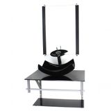 Gabinete Banheiro 60cm Cuba Retangular Curvada Preto Full