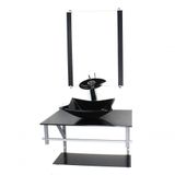 Gabinete Banheiro 60cm Cuba Quadrada Preto Full
