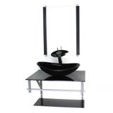 Gabinete Banheiro 60cm Cuba Oval Preto Full