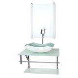 Gabinete Banheiro 60cm Cuba Abaulada Branco Com Torneira