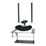 Gabinete De Vidro Para Banheiro 60cm Ac Cuba Abaulada Preto