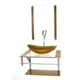 Gabinete Banheiro 60cm Cuba Oval Dourado Real Com Torneira
