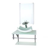 Gabinete Banheiro 60cm Cuba Retangular Curvada Branco Full