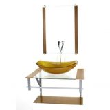 Gabinete Banheiro 60cm Cuba Chanfrada Dourado Com Torneira