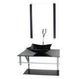 Gabinete Banheiro 60cm Cuba Quadrada Preto Com Torneira
