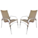 2 Cadeiras Emily Cor Sépia, Estrutura Alumínio Polido, Área Interna E Externa, Área Gourmet, Varanda, Jardim