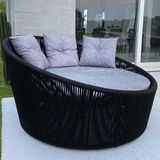 Chaise Palmeira Preta Linus Mescla Cinza Claro